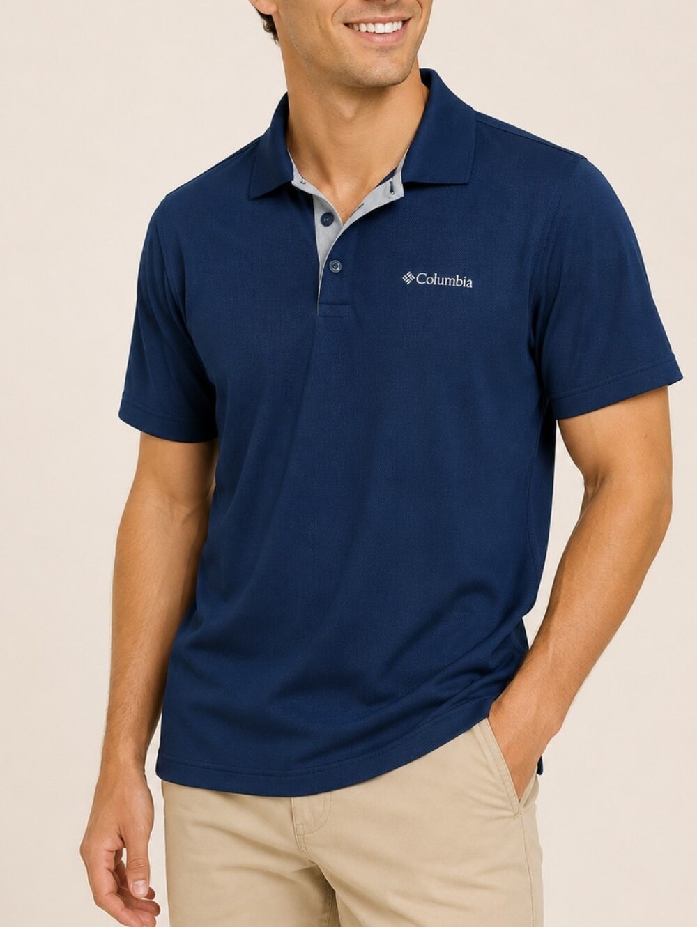 Columbia Polo Shirt Navy Blue Mens Size Small Utilizer Athletic Gorpcore Tech
